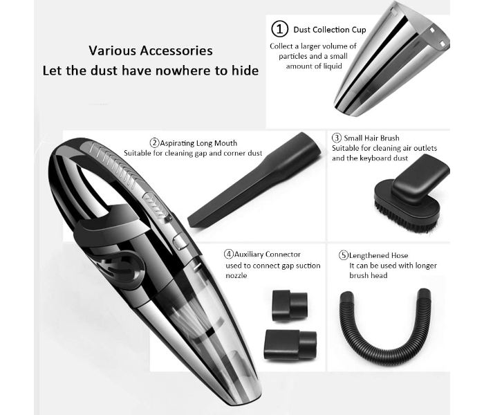 Rechargeable Wireless Handheld Car Vacuum Cleaner With Usb Port - Black - Zoom Image 7