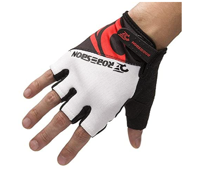 Large Summer Anti Slip Breathable Pinky Swear on Cycling Gloves Bicycle Gloves - White and Red - Zoom Image