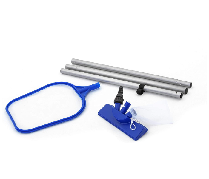 Bestway 58013 Pool Maintenance Kit with Cleaning Head And Reusable Debris Bag-Blue and Silver - Zoom Image 1