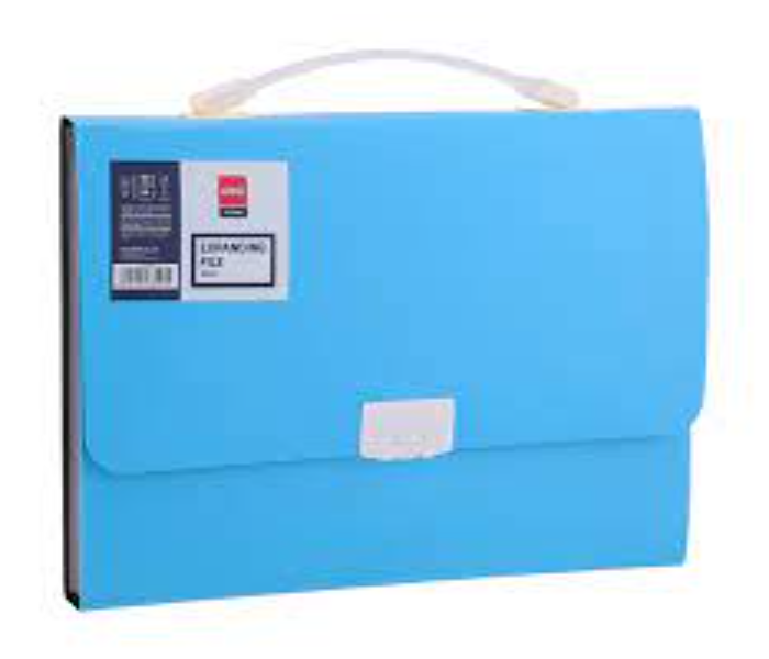 Deli 38126 13 Pockets A4 Paper Expanding File with Handle - Blue - Zoom Image