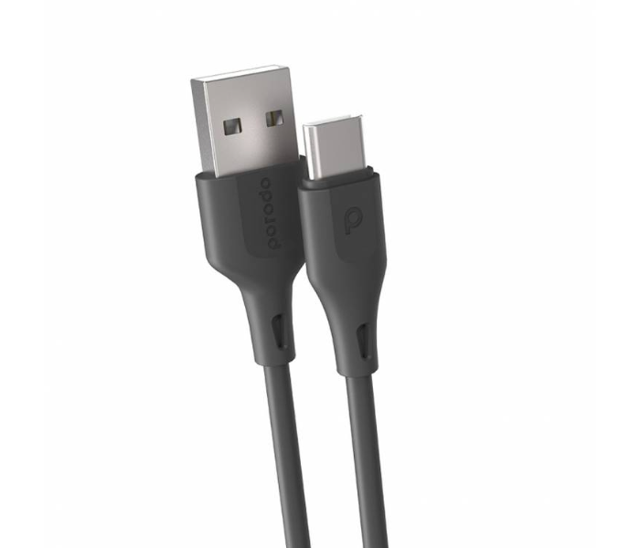 Porodo PD-U2CC-BK 3A 1.2 Meter PVC Durable Fast Charge  Type-C Cable - Black - Zoom Image 1