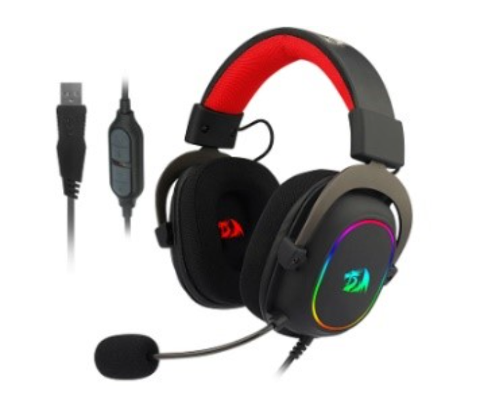 Redragon H510-RGB Zeus X USB Surround Computer Gaming Headphone with EQ Controller - Black and Red - Zoom Image 1