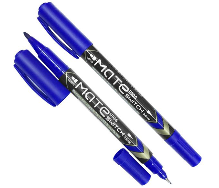 Deli U10430 12 Piece Mate Twin Permanent Marker - Blue - Zoom Image 1