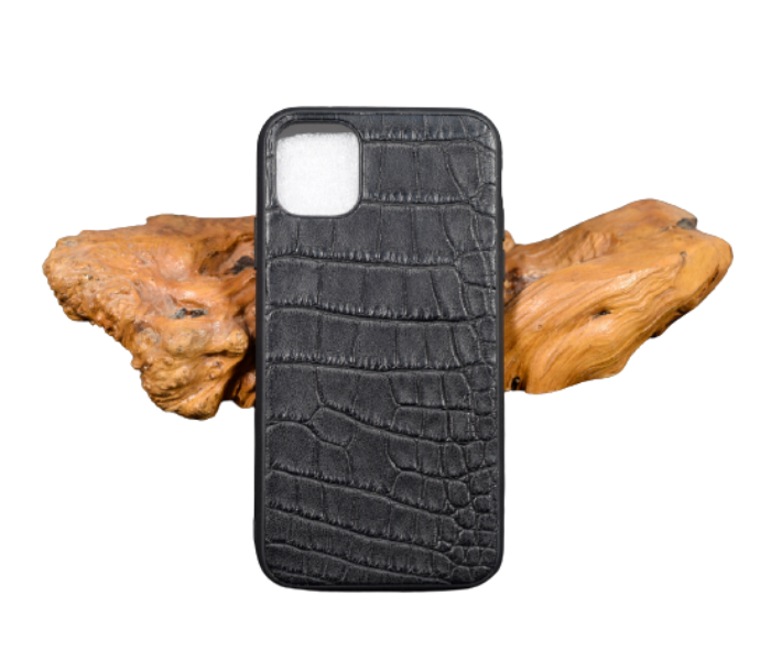 Lab 6 LBCLP001 Crocodile Leather Plain Clp iPhone 12 Mini Mobile Case - Black - Zoom Image 1