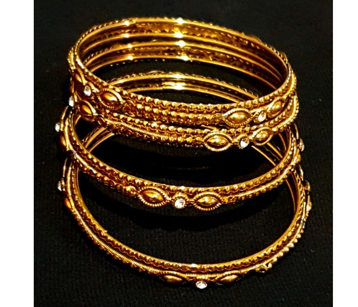 Strabella BB1-01a 2.4 Antique Bangles Set for Women - Golden - Zoom Image