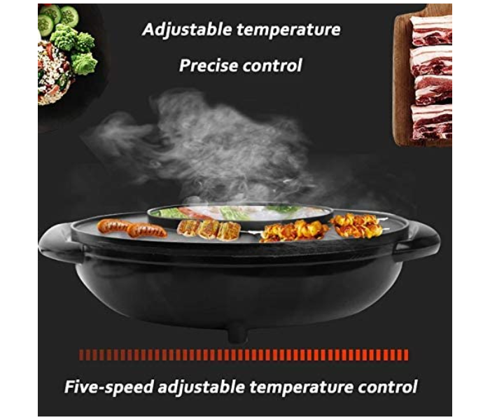 2 in 1 Non-Stick Smokeless Multi-Function Electric Barbecue Oven - Black - Zoom Image 4