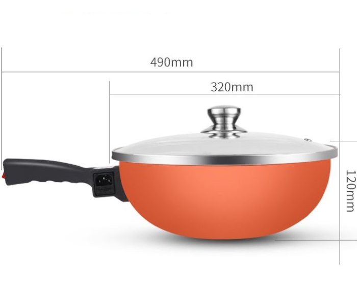 Generic Multifunctional Household Electric Smoke Free Non Stick Frying Pan - Orange - Zoom Image 3