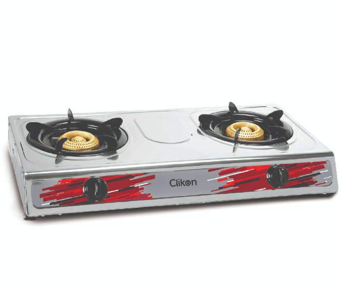 Clikon CK4289 2 Burner Gas Stove - Silver and Black - Zoom Image