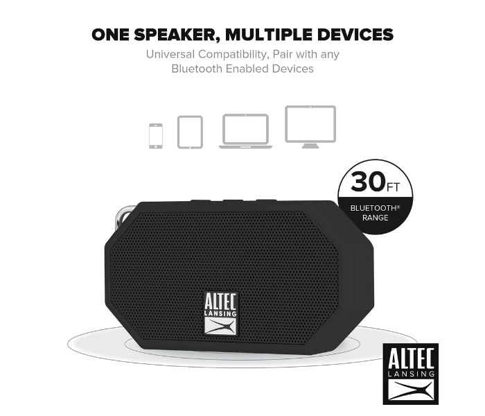 Altec Lansing IMW258N-BLK Mini H2O 3 Rugged Bluetooth Speaker  - Black - Zoom Image 6