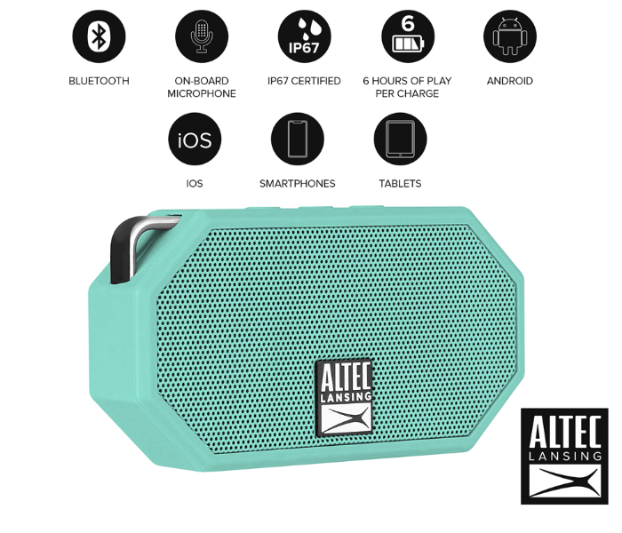 Altec Lansing IMW258N-MINT Mini H2O 3 Rugged Bluetooth Speaker - Mint - Zoom Image 2