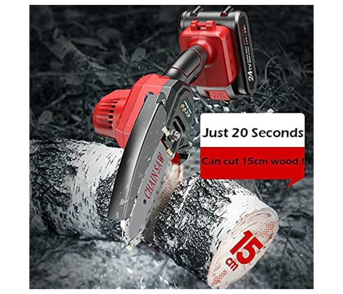 Generic 4 Inch 21V Rechargeable Portable Cordless Mini Chainsaw Handheld Electric Saw for Wood Cutting - Zoom Image 7