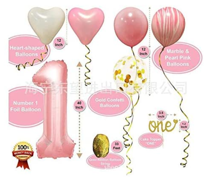 First Birthday Decorations for Baby Girl - Pink - Zoom Image 2