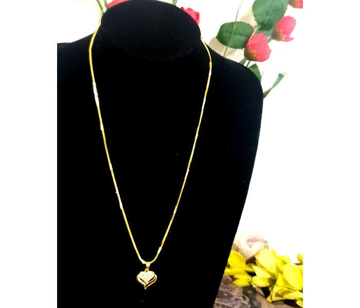 Strabella NC1-21a 21 Inch Beautiful Gold Plated Daily Wear Chain With Pendant for Women - Golden - Zoom Image