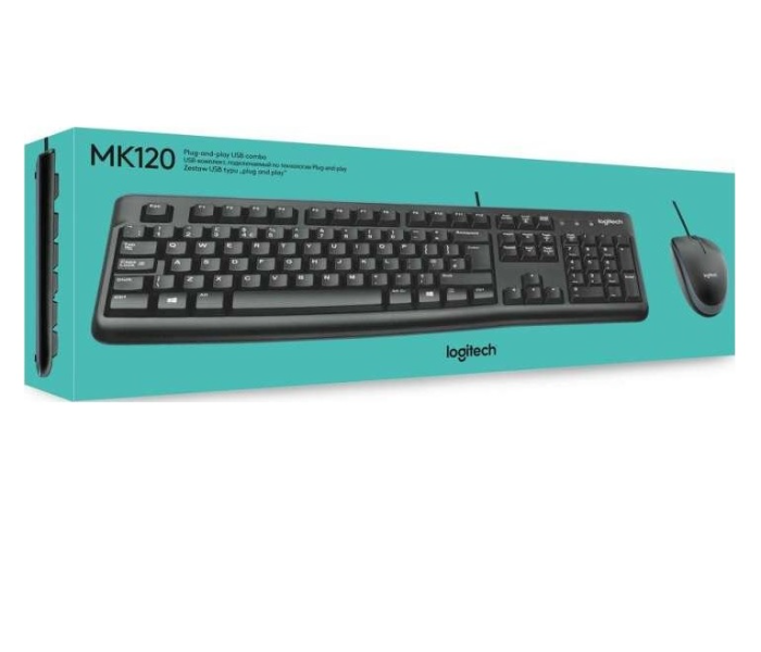 Logitech MK120 USB Plug and Play Wired Keyboard and Mouse Combo - Black - Zoom Image 2