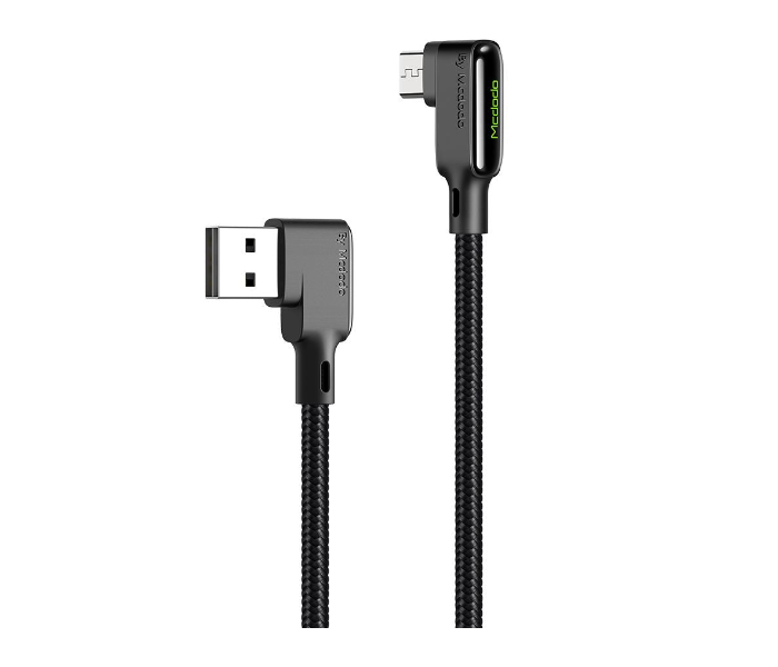 Mcdodo CA-7531 1.8m Black Glue Series 90 Degree Straight Micro USB Data Cable - Black - Zoom Image