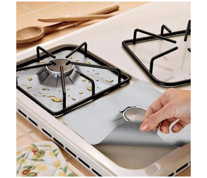 Generic 5 Pieces Easy-Wipe Removable Trimable Stove Protector - Black and Silver - Zoom Image 2