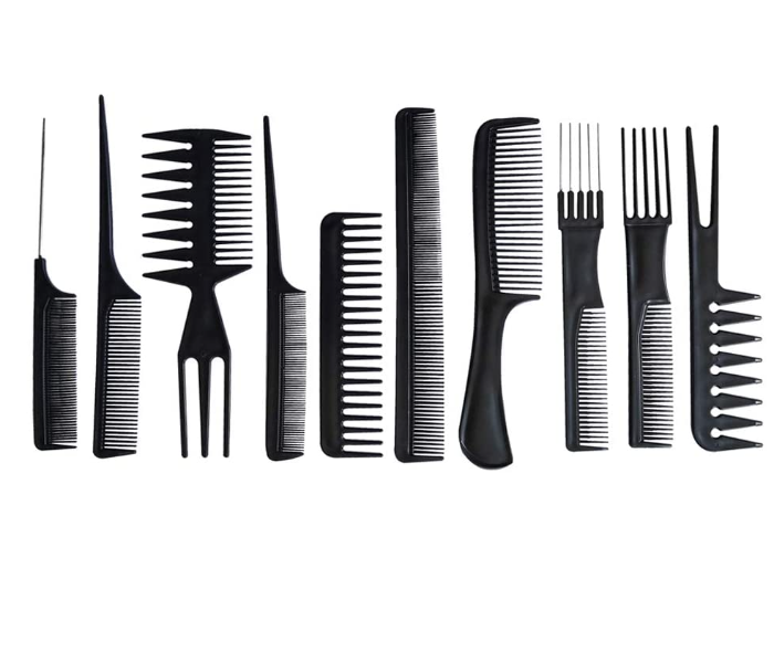 10 Piece Unisex Hair Comb Kit - Black - Zoom Image 1