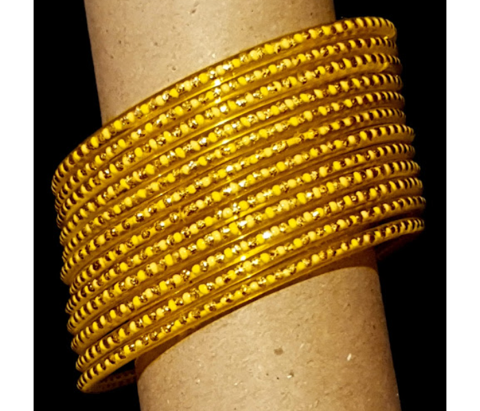 Strabella BL23-1 Beautiful 2.8 Glass Bangles for Women - Yellow - Zoom Image