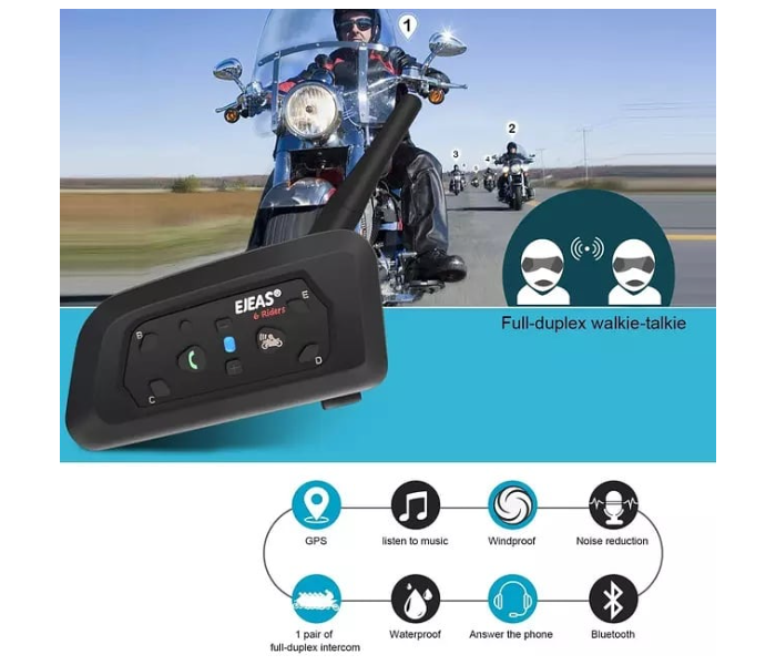 850mAh Motorcycle Bluetooth Intercom - Black - Zoom Image 2