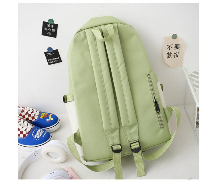 4 Pieces Canvas Laptop Rucksack Backpacks for Women - Green - Zoom Image 3