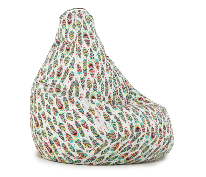 TUD Classic XXXL Feather Print Canvas Bean Bag - White and Red - Zoom Image 2