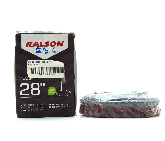 Ralson 700C-23C-R-6205 48mm Auto Valve BUTYL Bicycle Tube - Black - Zoom Image