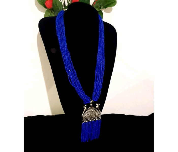 Strabella NC3-04b Beautiful Layered Beaded Necklace With Pendant for Women - Blue - Zoom Image