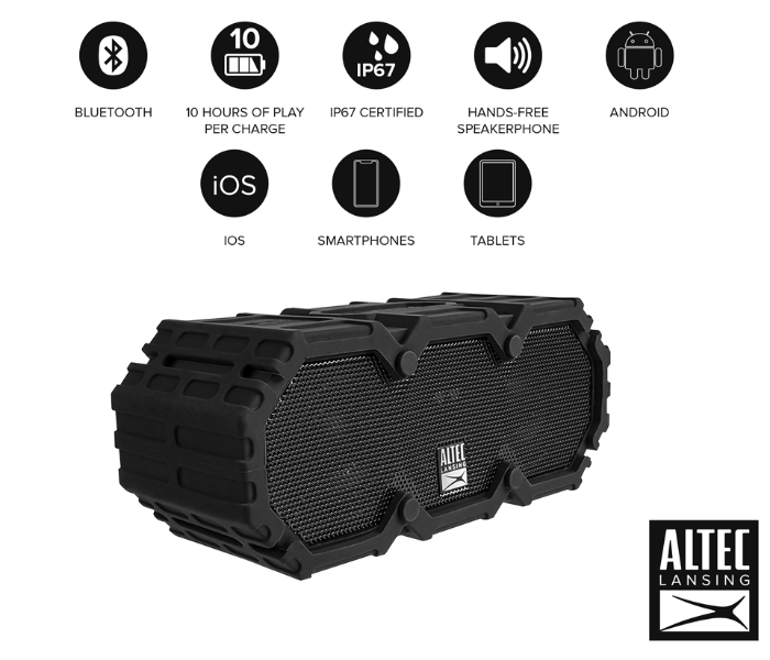 Altec Lansing IMW477-BLK Mini Lifejacket 2 Rugged Bluetooth Speaker - Black - Zoom Image 2