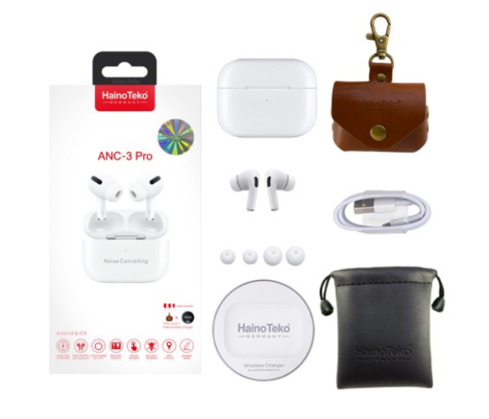 Haino Teko ANC 3 Pro Wireless AirPods with Cover and Wireless Charger - White - Zoom Image 3