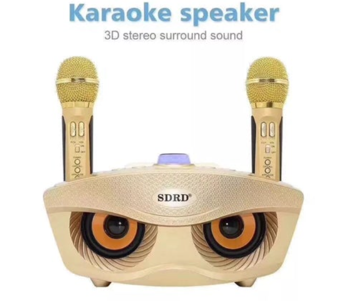 SDRD SD 306 20 Watts Stereo Bluetooth Speaker and Wireless Microphones - Golden - Zoom Image 1