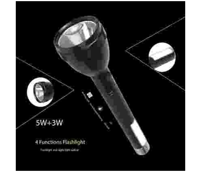 2 In 1 Rechargeable Flashlight and 3W COB + 5W 2 Steps Switch Main Torch - Black - Zoom Image 4