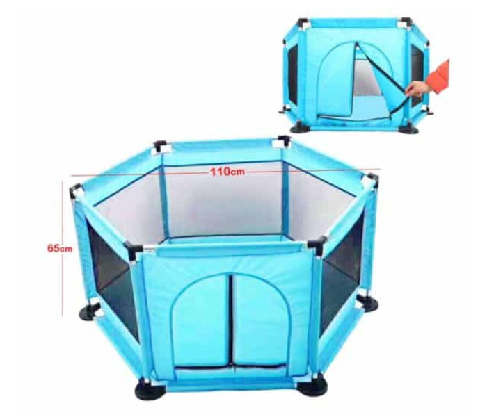 Baby Hexagon Safety Fence Playpen 324-1  - Blue - Zoom Image