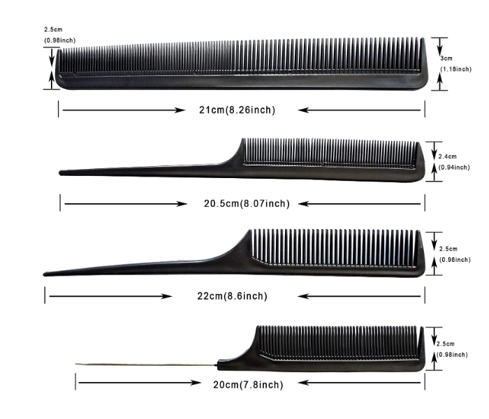 10 Piece Unisex Hair Comb Kit - Black - Zoom Image 4