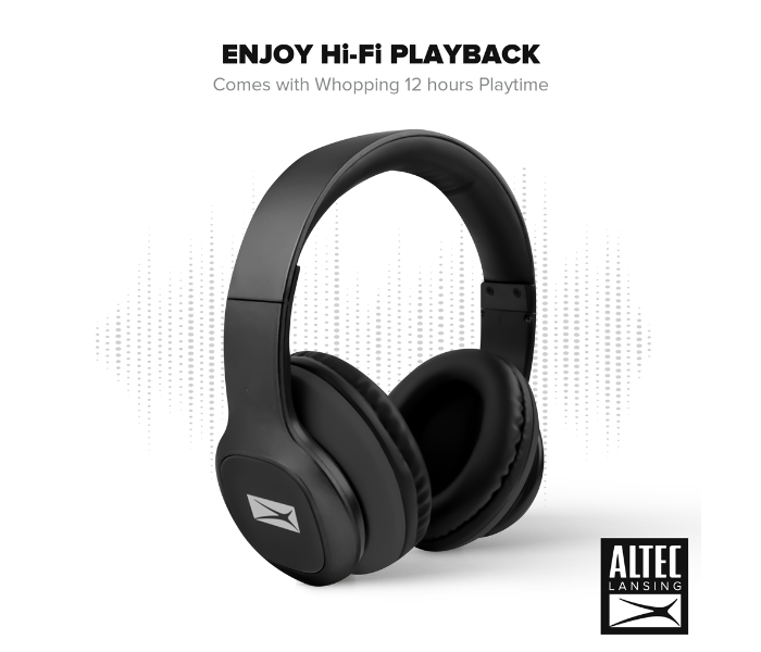 Altec Lansing MZX301-BLK-WG Bluetooth Over-Ear Headphone - Black - Zoom Image 3