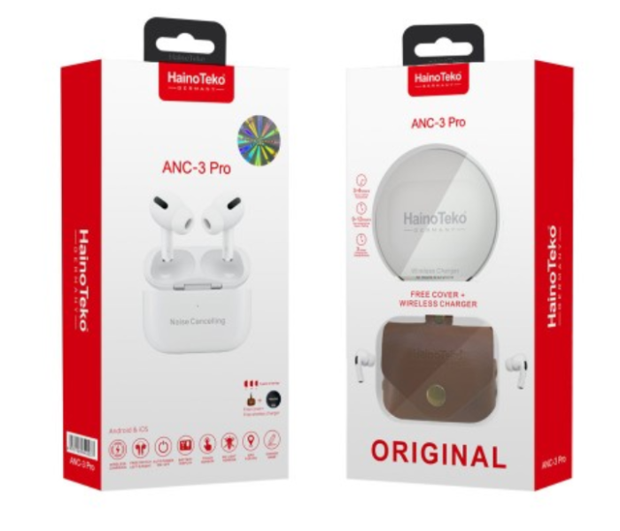 Haino Teko ANC 3 Pro Wireless AirPods with Cover and Wireless Charger - White - Zoom Image 2