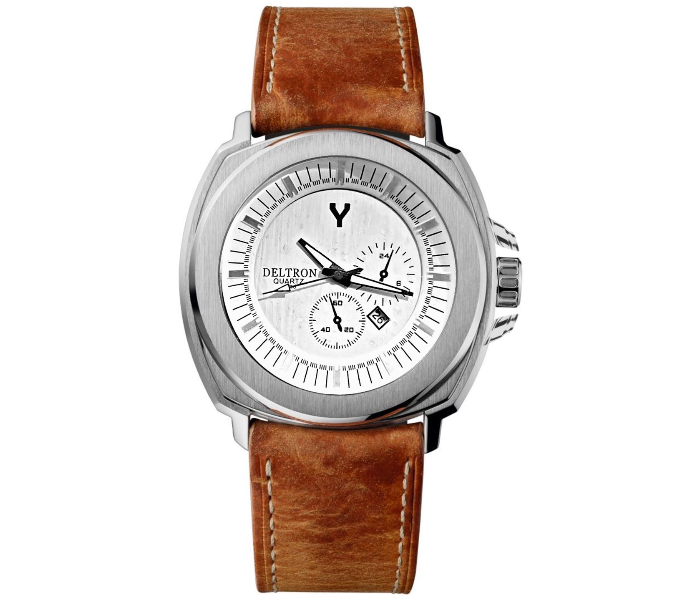 Deltron 363 Royal Luxury Leather Strap Analog Watch - Brown - Zoom Image