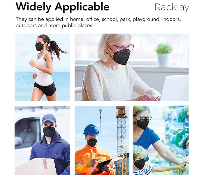 Generic K-N95 Polypropylene Disposable Face Mask with Respirator - Black - Zoom Image 2