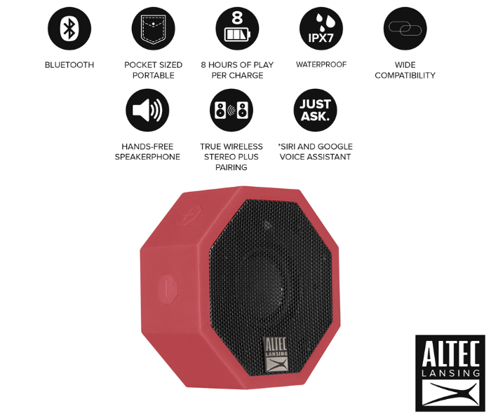 Altec Lansing IMW376-DR-WG The Solo Rugged Bluetooth Speaker - Dark Red - Zoom Image 2