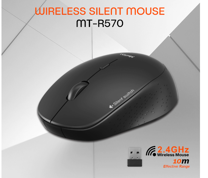 Meetion MT-R570 2.4Ghz Wireless Mouse 4 Buttons 5 Colors Silent Portable And Great For Laptops - Black - Zoom Image 4