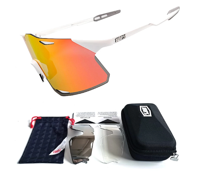 KBY Sagan 100 Percentage S5 Cycling Sunglasses With UV400 Protection 3 Lens Set - White And Red - Zoom Image 1