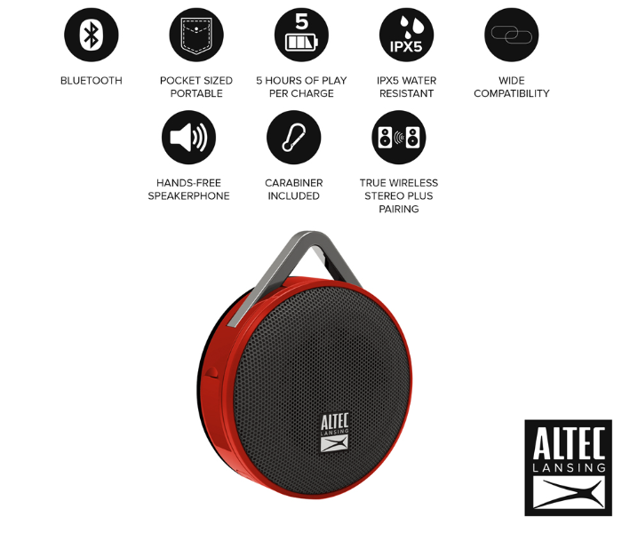 Altec Lansing IMW356-RED Orbit Bluetooth Speaker - Red - Zoom Image 2