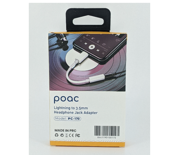 Poac PC-170 Lightning to 3.5MM Headphone Jack Adaptor - White - Zoom Image 3