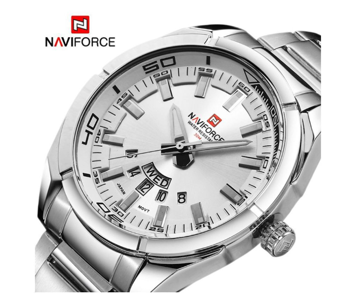 Naviforce 9038 Gents Stylish Chain Watch - Silver - Zoom Image 2