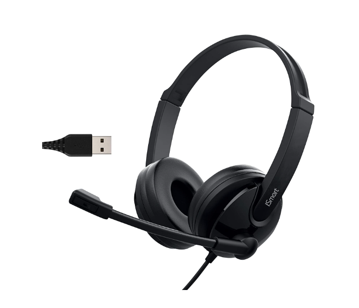 iSmart IC-199 USB Headset With Noise Cancellation Mic - Black - Zoom Image 1