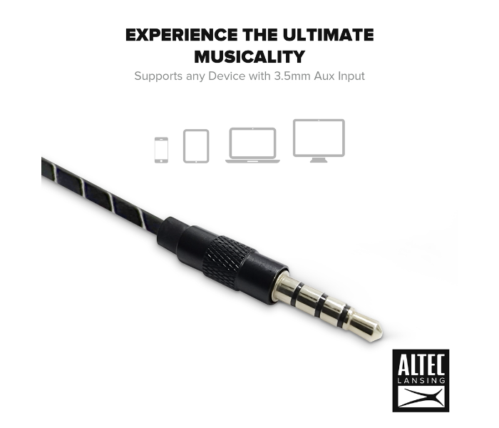 Altec Lansing MZX147-BLK In-Ear Metal Earphones - Black - Zoom Image 6