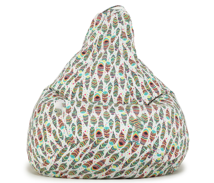 TUD Classic XXXL Feather Print Canvas Bean Bag - White and Red - Zoom Image 1