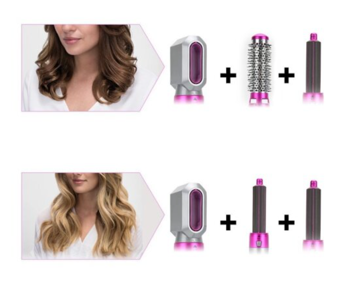 Generic 5 In 1 Hot Air Brush Hair Curler Set - Grey - Zoom Image 4