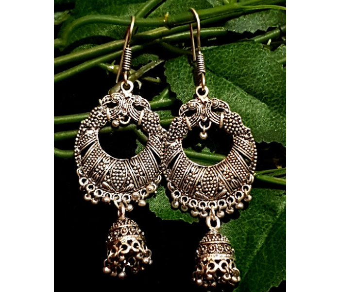 Strabella ER2-02 Beautiful Oxidised Earrings for Women - Silver - Zoom Image