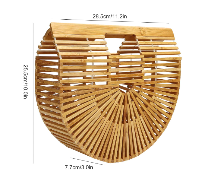 Portable Wooden Bamboo Beach Basket for Women - Zoom Image 4