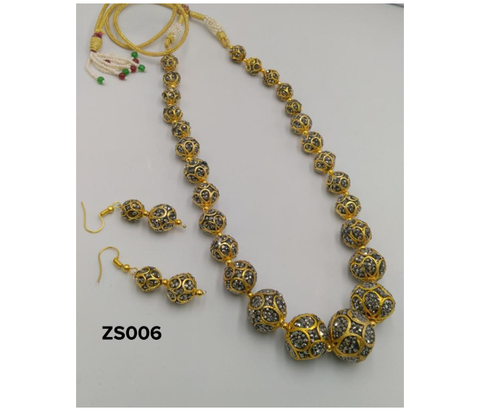 Zewarr ZS006 Elegant Victorian Stoned Necklace Set for Women - Gold and Silver - Zoom Image